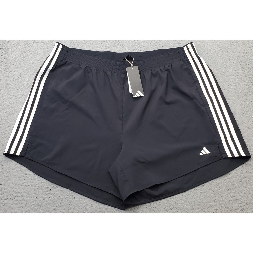 Adidas Pacer 3-Stripes Woven Shorts Womens Plus 2X Black Gym Running Athleisure